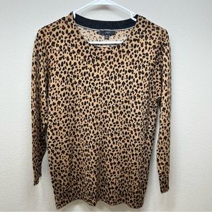 J Crew Leopard Print Sweater 3/4 length Sleeve Lightweight New With Tags